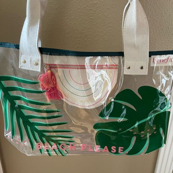 Benefit Beach Please Plastic Palm Trees Colorful Tote Bag - Picture 11 of 13